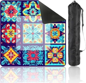 Mahjong Mat 31.5" x 31.5" Mexican Talavera Ceramic Tile Fishes Traditional Decorative Non-Slip Noise Reduction Table Cover for Mahjong Dominoes Poker Card Board and Tile Games