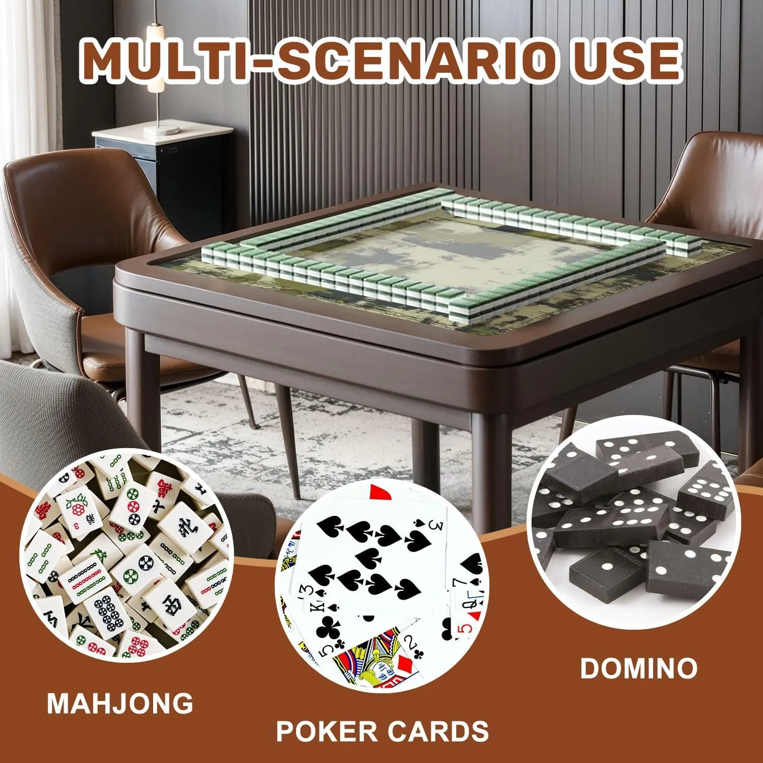Mahjong Mat 31.5" x 31.5" Seamless Camouflage Green Camouflage for Hunting Fishing Non-Slip Noise Reduction Table Cover for Mahjong Dominoes Poker Card Board and Tile Games