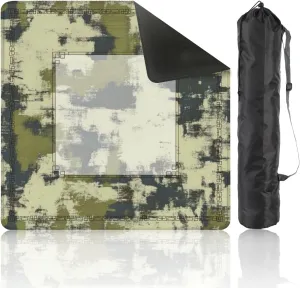 Mahjong Mat 31.5" x 31.5" Seamless Camouflage Green Camouflage for Hunting Fishing Non-Slip Noise Reduction Table Cover for Mahjong Dominoes Poker Card Board and Tile Games