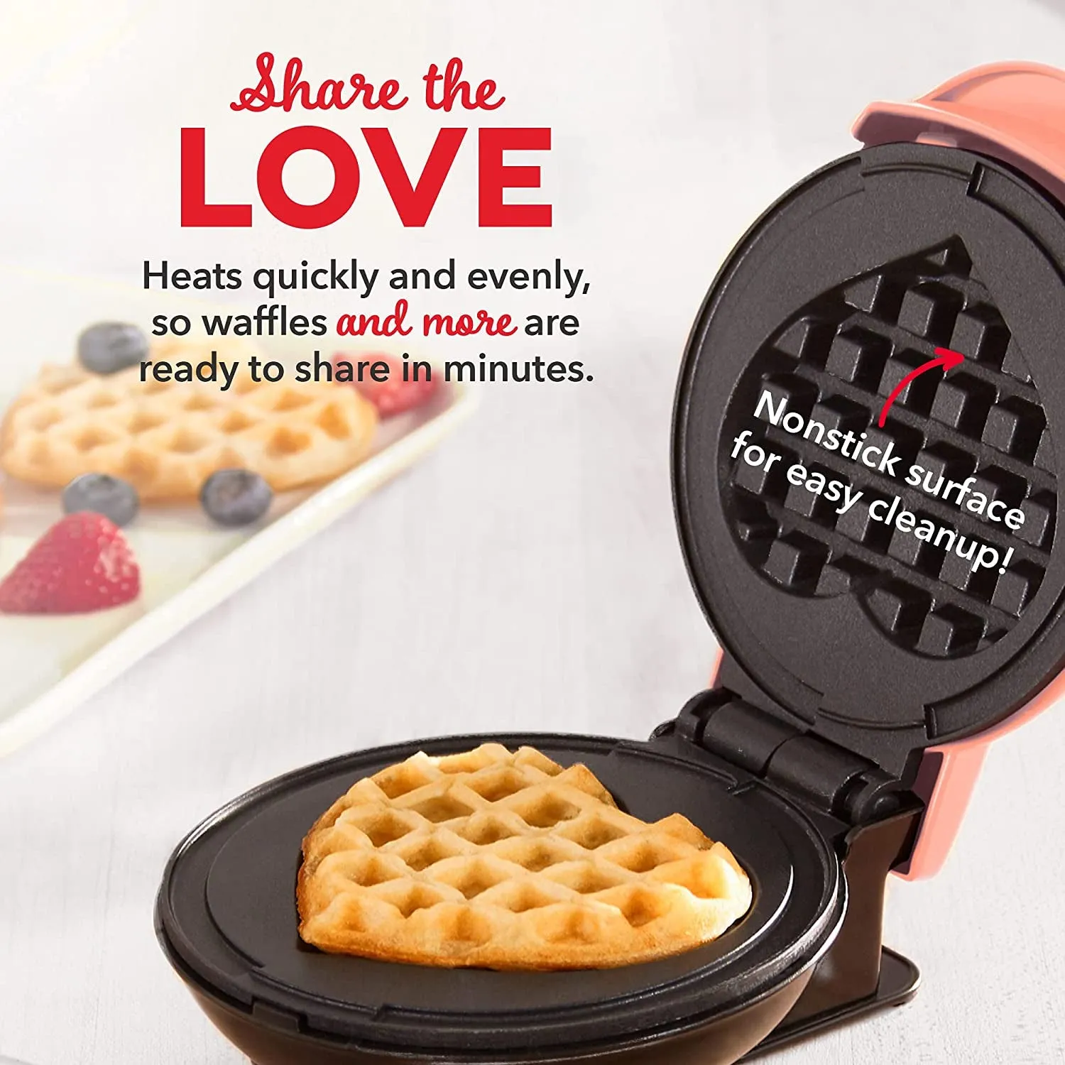 Maker Mini   New-year sale Heart-Shaped Waffle Mini Maker 3-Pack Mini Waffle Gift Mini Griddle Set, Maker Discounted shipping   Maker