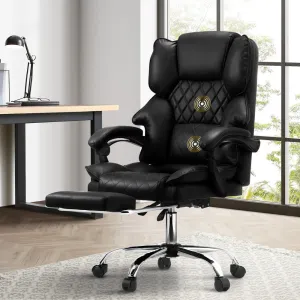 Massgae Office Chair Recliner Racing Computer Chairs PU Footrest Black