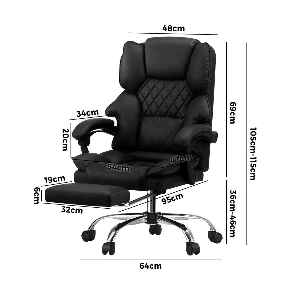 Massgae Office Chair Recliner Racing Computer Chairs PU Footrest Black