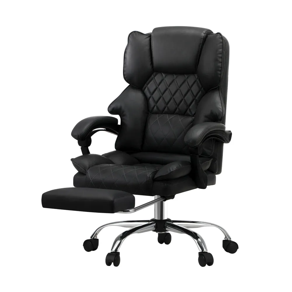 Massgae Office Chair Recliner Racing Computer Chairs PU Footrest Black