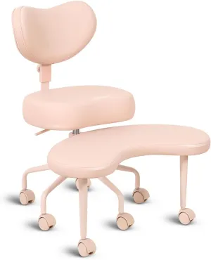 Meditation Cross Legged Chair PRO, ADHD Chair with Height Adjustable Backrest, Criss Cross Desk Use with Footrest and Wheels for Home Office, Flexible Design for Fidgety Sitters, Pink