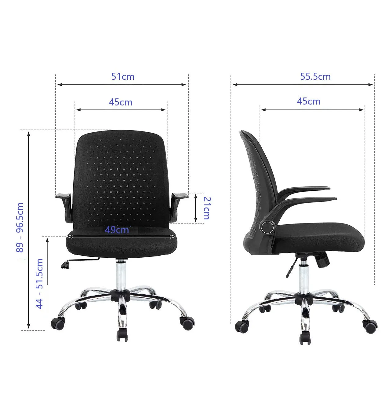 Medium Back Office Mesh Office Chair (1179 Black)