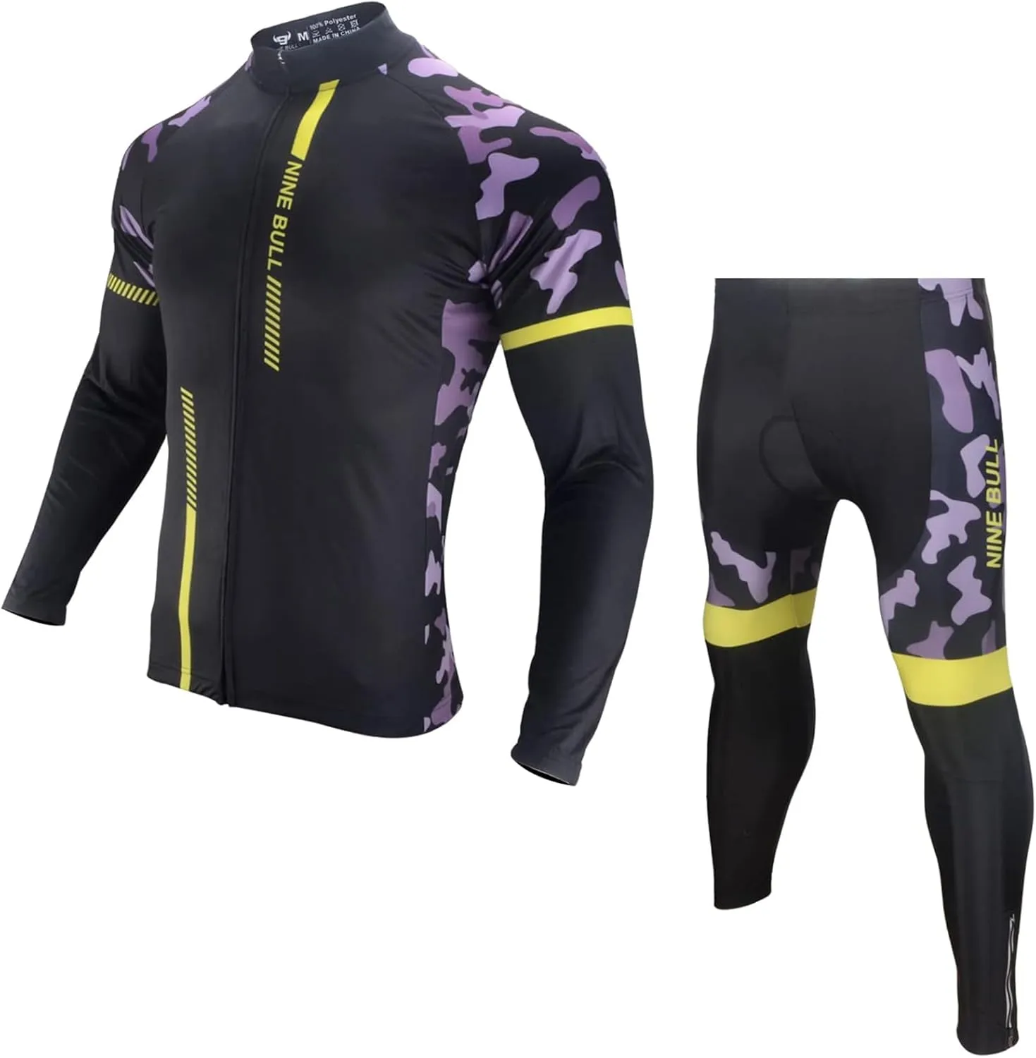 Men's Cycling Jersey Set - Reflective Quick-Dry Biking Shirt and 3D Padded Cycling Bike Shorts