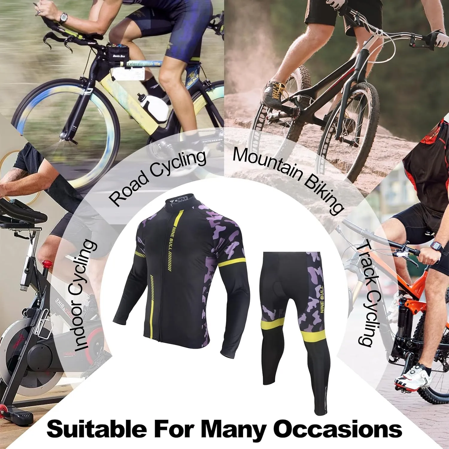 Men's Cycling Jersey Set - Reflective Quick-Dry Biking Shirt and 3D Padded Cycling Bike Shorts