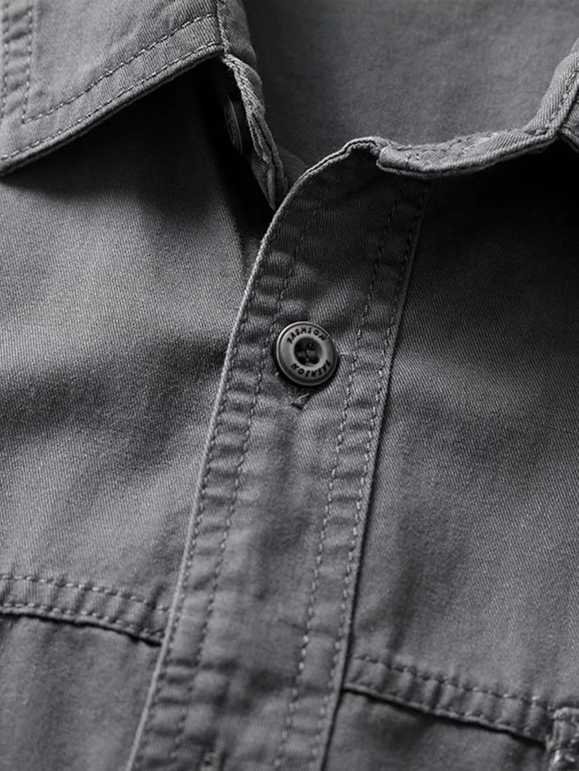 Men's Roll-Up Sleeve Cargo Work Shirts with Pockets