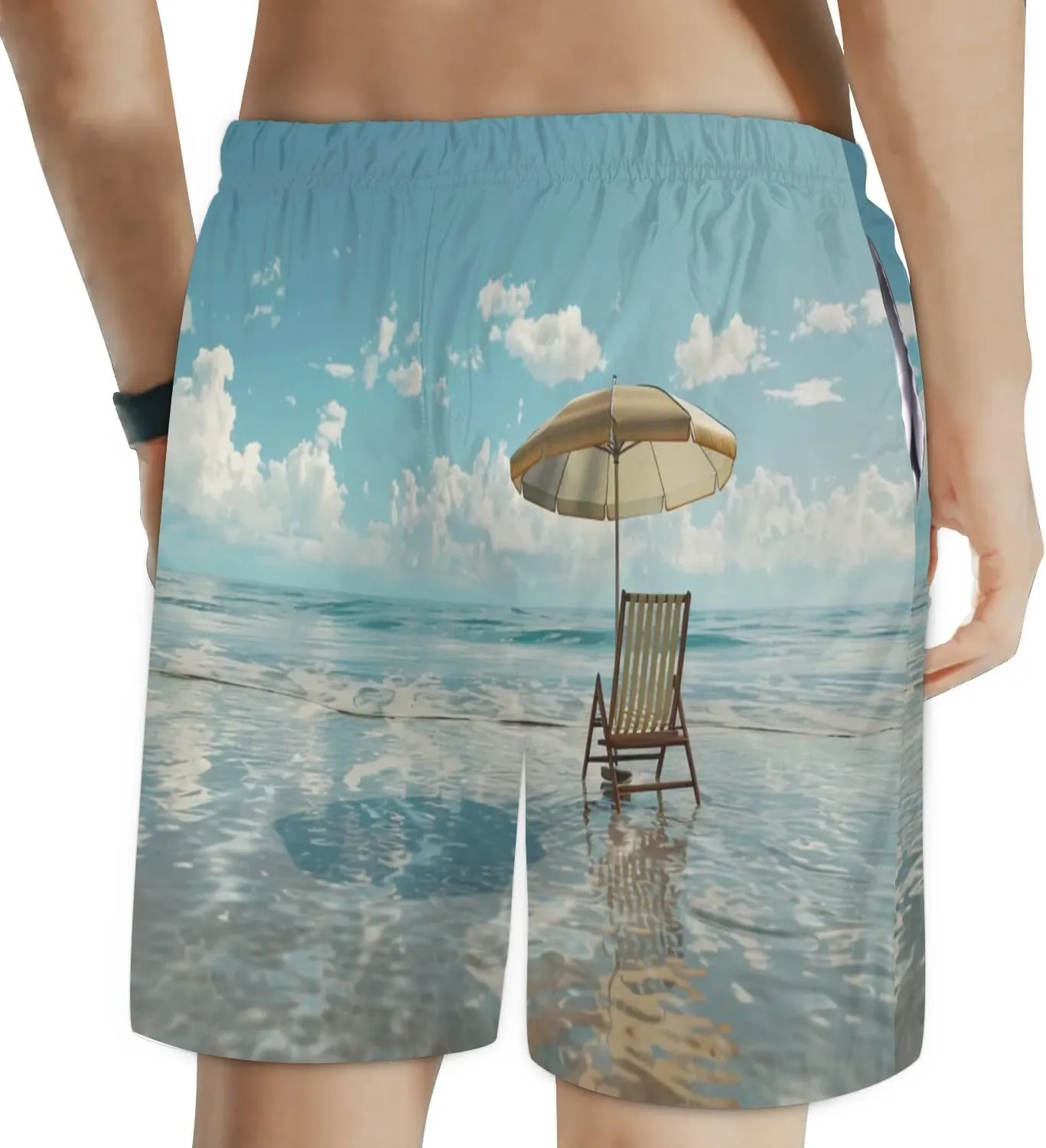 Mens Swim Trunks Chair Umbrella Quick Dry Board Shorts with Mesh Lining