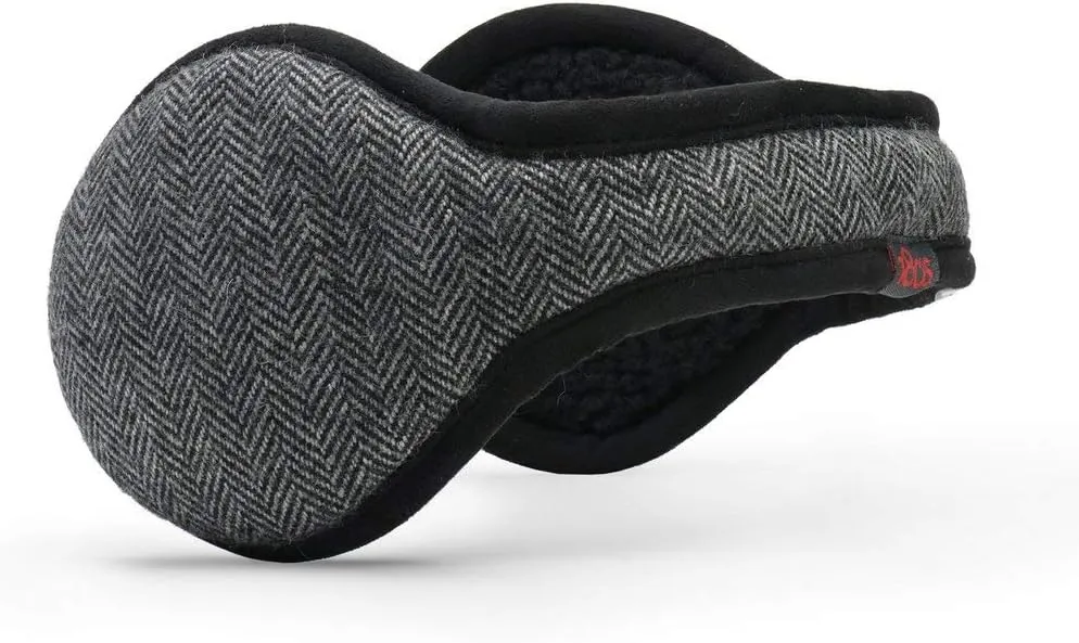 Men's Wool Behind-the-Head Ear Warmer (Gray/Black Herringbone)