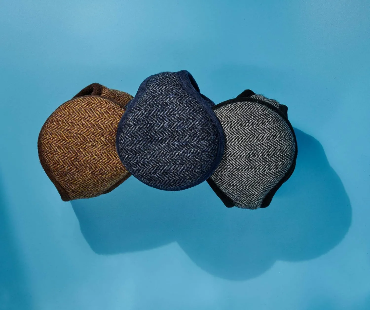Men's Wool Behind-the-Head Ear Warmer (Gray/Black Herringbone)