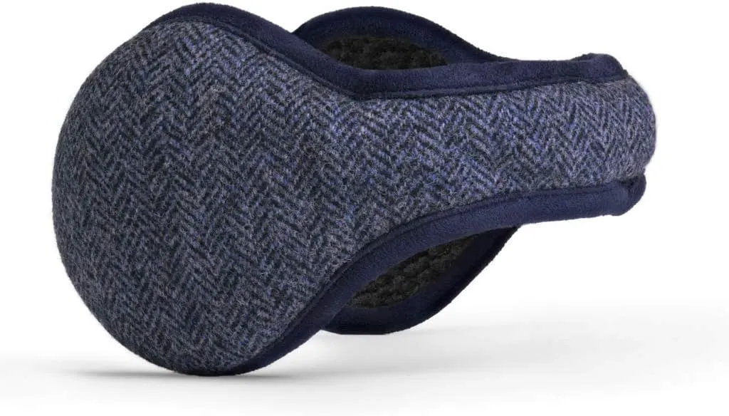 Men's Wool Behind-the-Head Ear Warmer (Navy Herringbone)