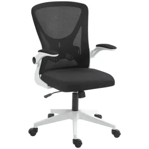 Mesh Office Chair with Flip-Up Armrests, Adjustable Height, Tilt, Ergonomic Desk Chair, Black & White | Vinsetto