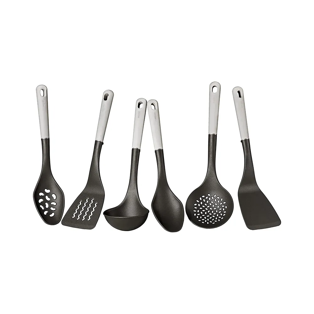 Meyer Everyday Nylon Tools / Cooking Utensils Set, 6 Piece, Black with Gray Handles