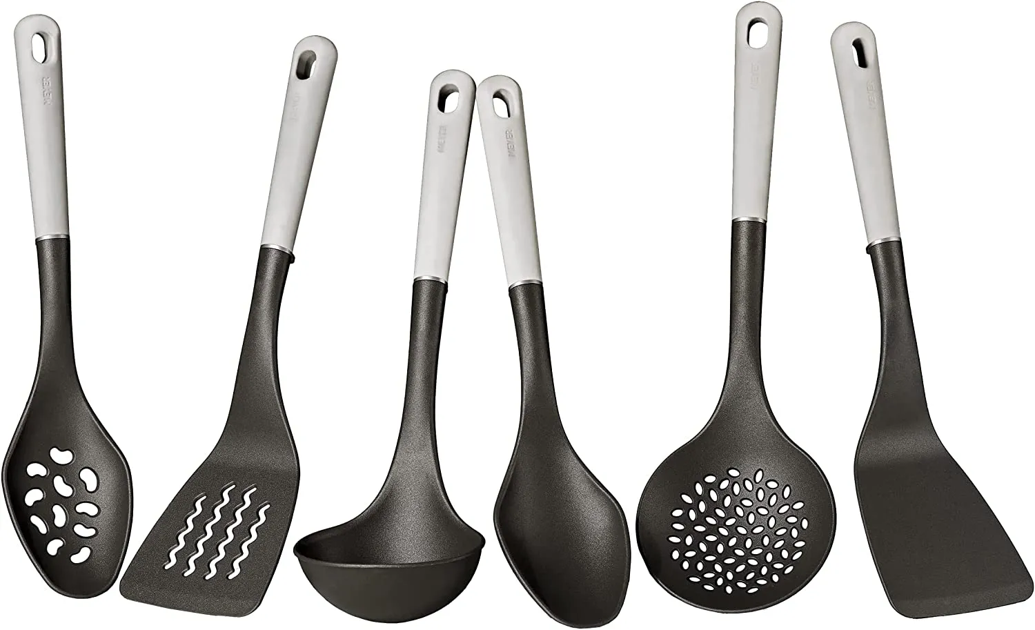 Meyer Everyday Nylon Tools / Cooking Utensils Set, 6 Piece, Black with Gray Handles