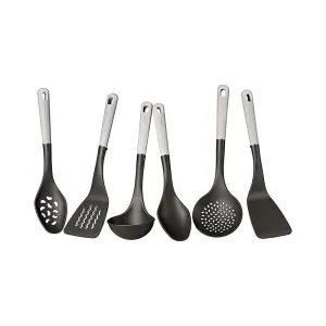 Meyer Everyday Nylon Tools / Cooking Utensils Set, 6 Piece, Black with Gray Handles