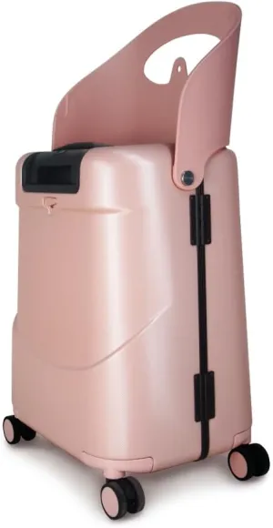 MiaMily 4-Wheel Carry On Luggage with Seat for Kids with Seat Belt, Waterproof Pocket, Adjustable Handle, and Hard Body with 43 Liter Capacity, Dusty Pink
