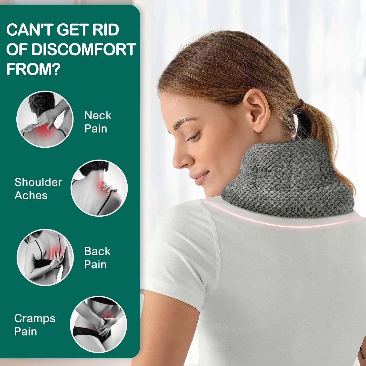 Microwavable Heating Pad for Neck and Shoulders Back 33 * 6" Extra Long Weighted Microwave Moist Heat Pack for Cramps, Pain Relief Warm Compress Neck Wrap to Relax Sore Muscles, Joints, 1 Pack