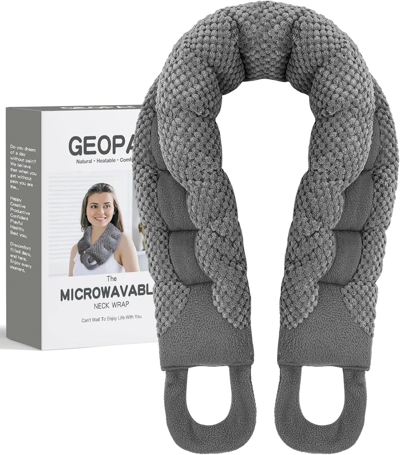 Microwavable Heating Pad for Neck and Shoulders Back 33 * 6" Extra Long Weighted Microwave Moist Heat Pack for Cramps, Pain Relief Warm Compress Neck Wrap to Relax Sore Muscles, Joints, 1 Pack