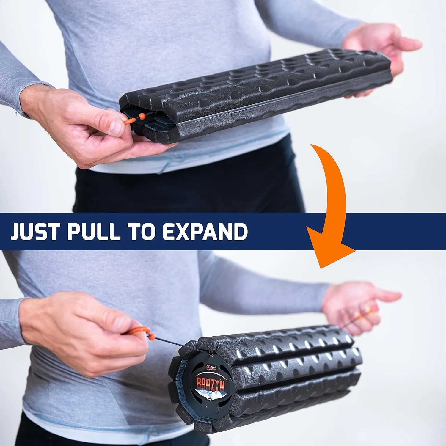 Morph Foam Roller (Bravo-Midnight) Collapsible Travel Foam Roller for Back Pain Relief, Workout Muscle Recovery, Back Massager, Deep Tissue Leg Massage, Back Cracker, Stretcher; Small, Portable