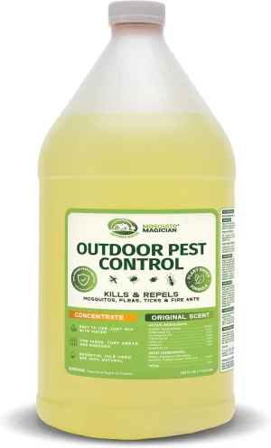 Mosquito Magician Liquid Concentrate, Kills Mosquitoes, Fleas & Fire Ants, Yard Spray Treatment, Safe for Pets, Use with Sprayers, Foggers & Misting Systems, Outdoor Mosquito Repellent - 1 Gallon
