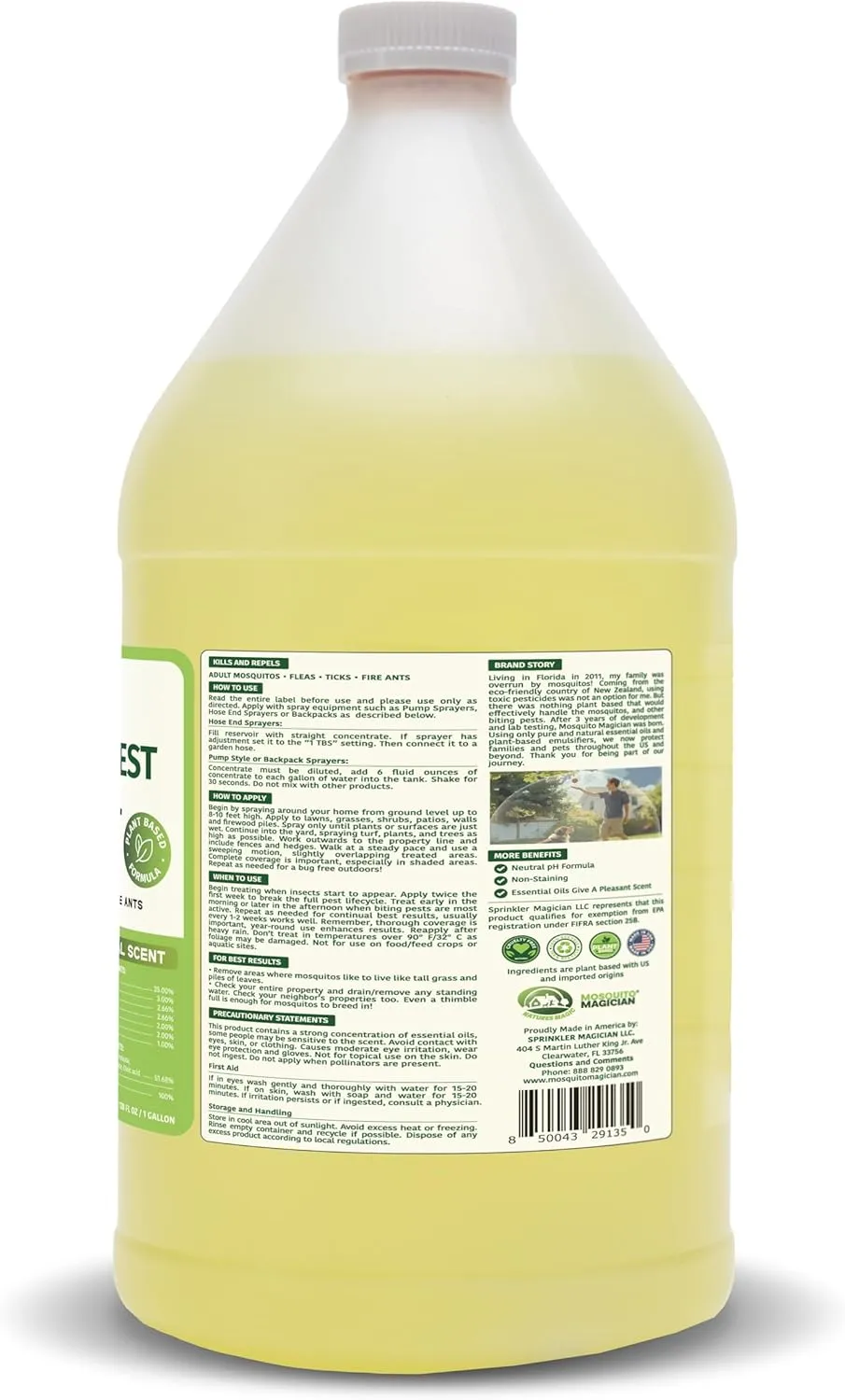 Mosquito Magician Liquid Concentrate, Kills Mosquitoes, Fleas & Fire Ants, Yard Spray Treatment, Safe for Pets, Use with Sprayers, Foggers & Misting Systems, Outdoor Mosquito Repellent - 1 Gallon