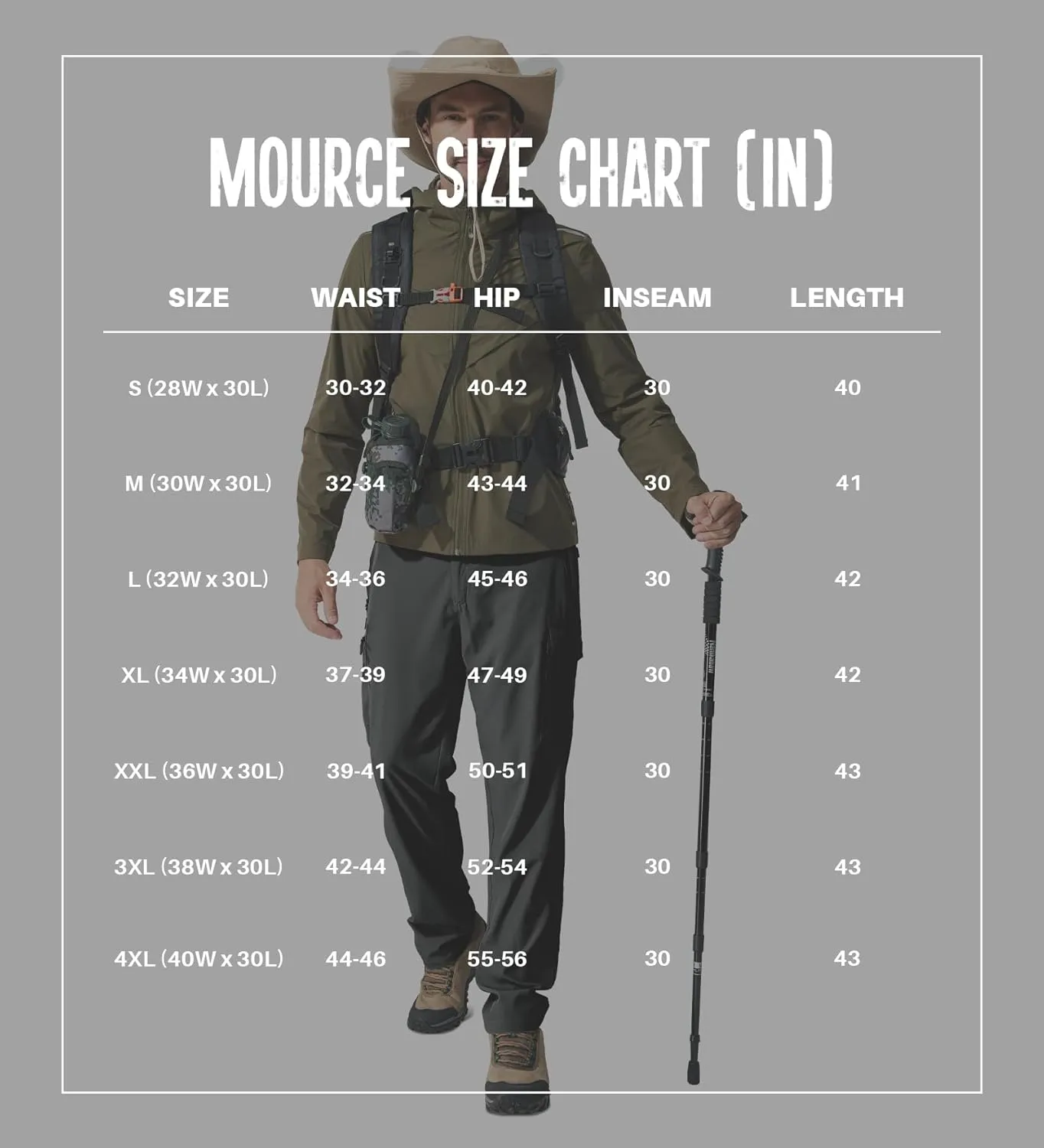 MOURCE Hiking Pants Men Lightweight Quick Dry - Water Resistant Stretch Cargo Travel Pants for Men with 6 Pockets