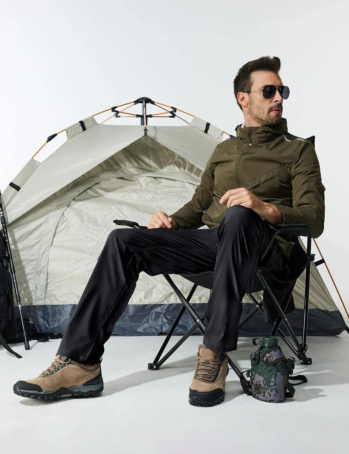 MOURCE Hiking Pants Men Lightweight Quick Dry - Water Resistant Stretch Cargo Travel Pants for Men with 6 Pockets