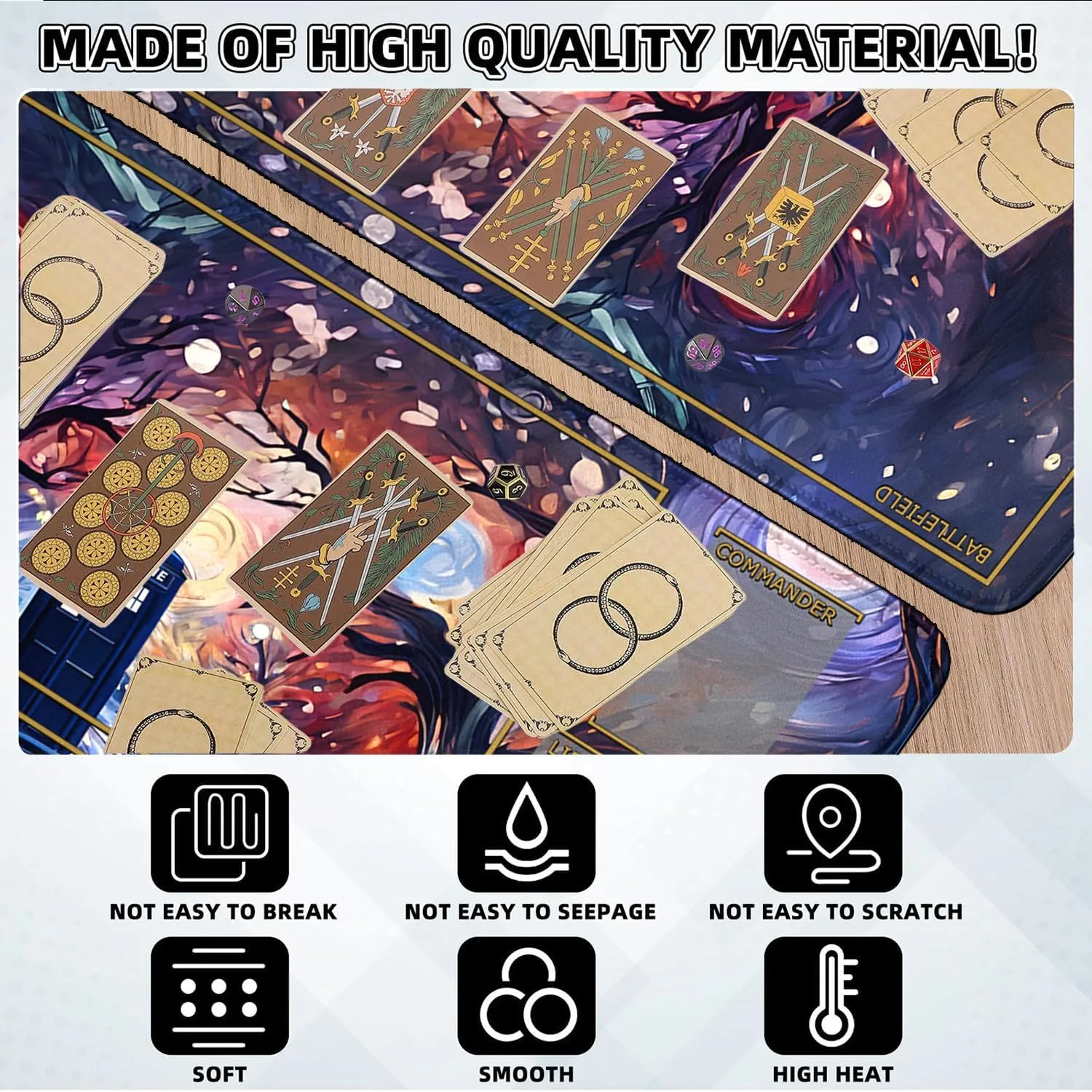 MTG MAT, 24" x 14" MTG Playmats Stitched Edges for MTG TCG Trading Card Smooth Rubber Surface Anti-Slip Mouse Pad with Storage Bag Thickened 3mm