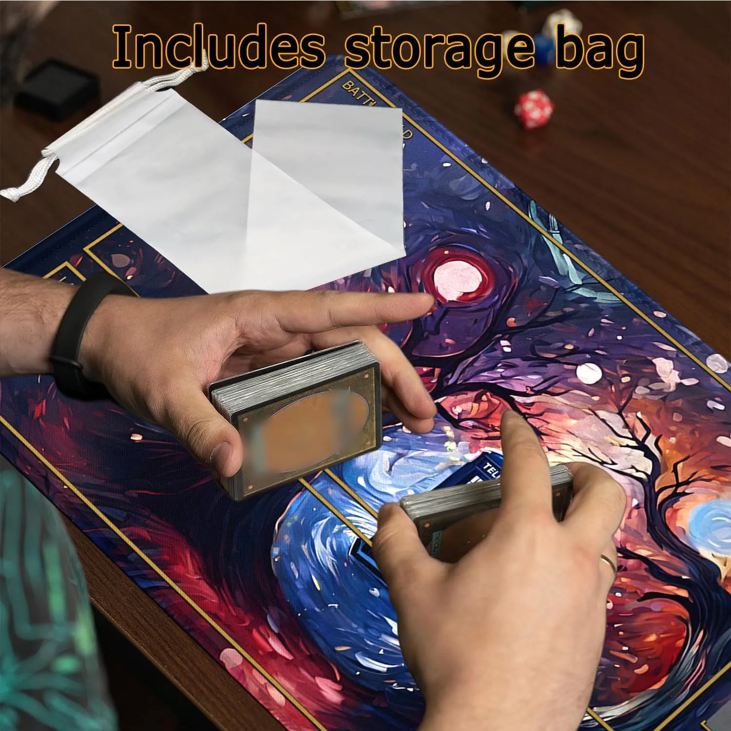 MTG MAT, 24" x 14" MTG Playmats Stitched Edges for MTG TCG Trading Card Smooth Rubber Surface Anti-Slip Mouse Pad with Storage Bag Thickened 3mm