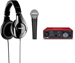 Musician’s ‘Up to Eleven’ Bundle from Shure & Focusrite for Guitar and Vocal Recordings, Includes: Scarlett Solo, SM58 Microphone, 25ft XLR Cable, and SRH240A Headphones