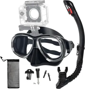 Nearsighted Snorkeling Gear for Adults Youth, Professional Full Dry Top Silicone Snorkel Set, Anti-Fog Scuba Diving Mask with Adjustable Strap