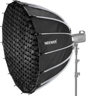 NEEWER 47.2inch/120cm Parabolic Softbox Quick Set up Quick Folding, with Diffusers/Honeycomb Grid/Bag, Compatible with Aputure 120d Light Dome Godox sl60w NEEWER RGB CB60 and Other Bowens Mount Lights