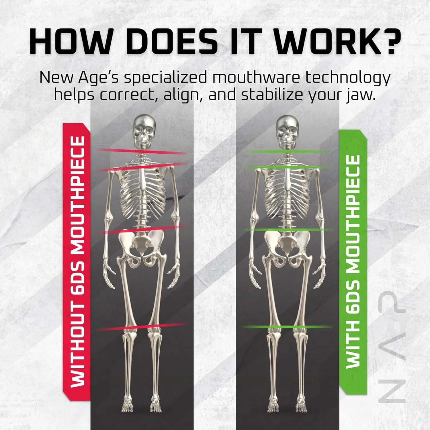 New Age Performance Sports Mouthguard, Low Profile Design, Enhances Athletic Performance Including Strength, Balance & Endurance, Stabilize Jaw for Contact Sports & Protect Teeth, (Blue/White)