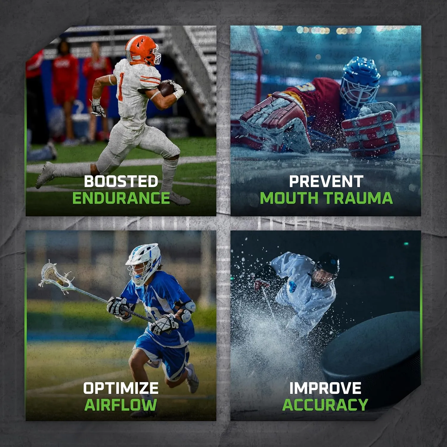 New Age Performance Sports Mouthguard, Low Profile Design, Enhances Athletic Performance Including Strength, Balance & Endurance, Stabilize Jaw for Contact Sports & Protect Teeth, (Blue/White)