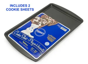 New SET OF 2 Pillsbury Non Stick Medium Cookie Sheets, 15" X 10"