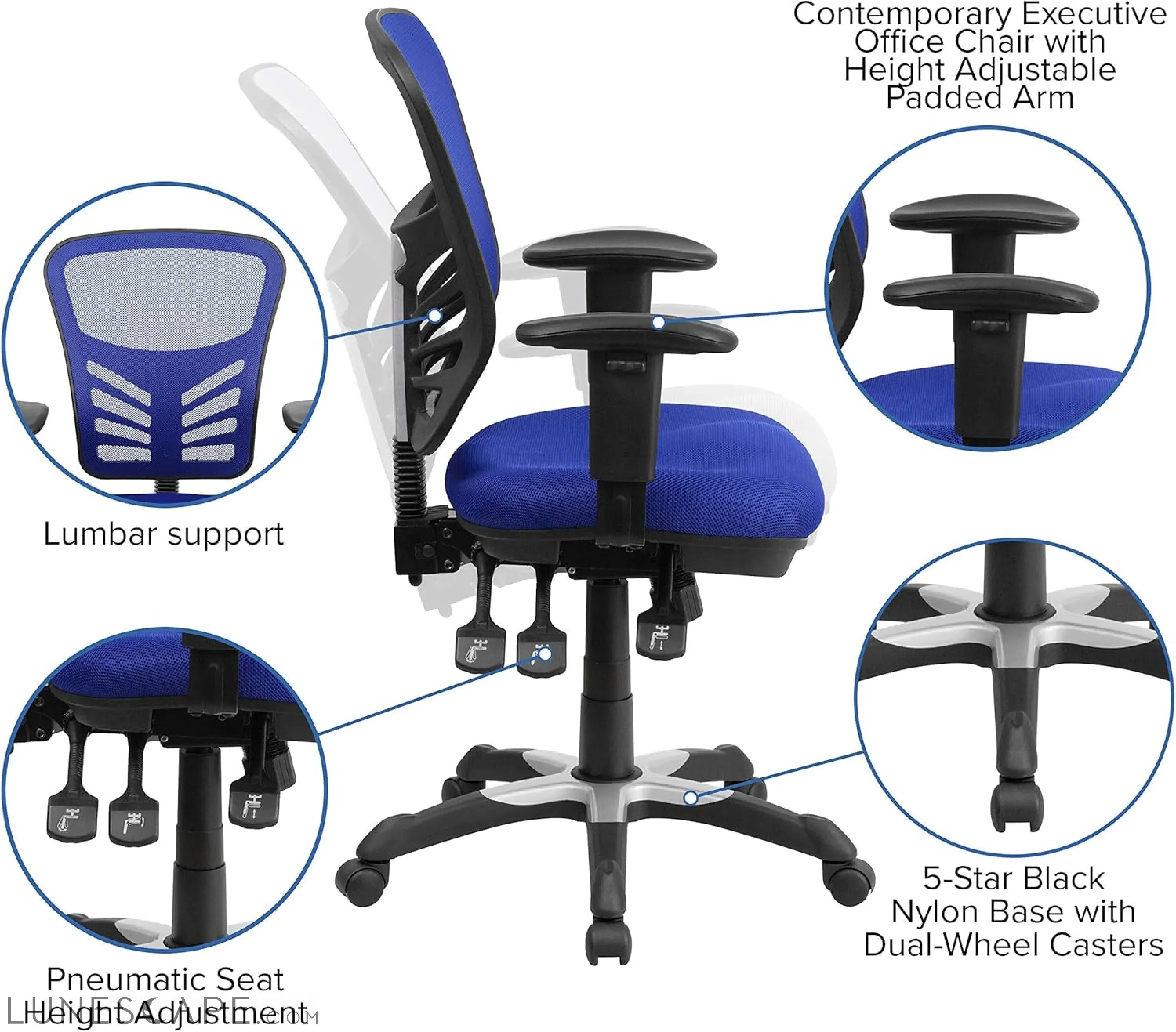 Nicholas Mid-Back Swivel Office and Gaming Chair, Ergonomic Mesh