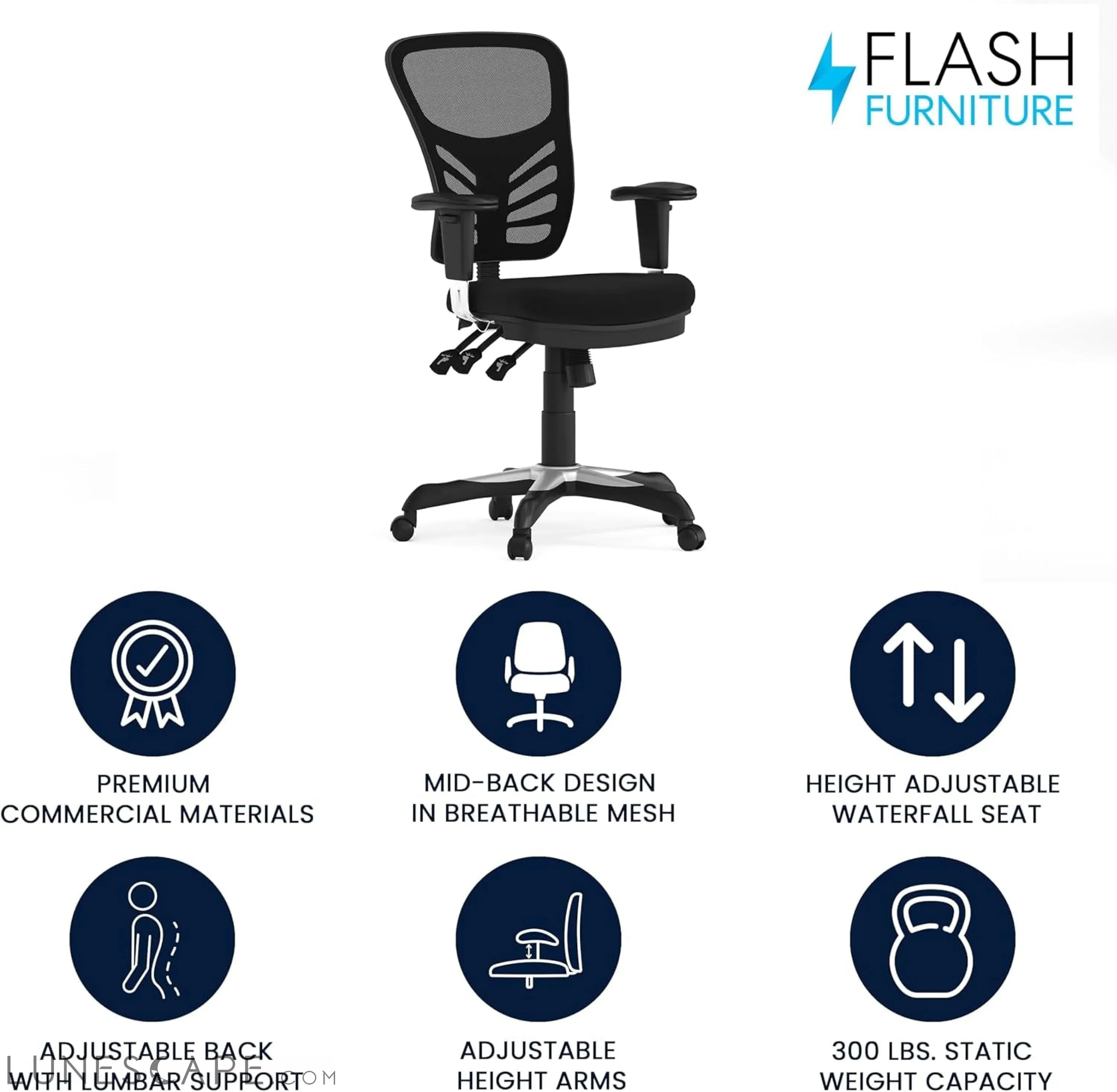 Nicholas Mid-Back Swivel Office and Gaming Chair, Ergonomic Mesh