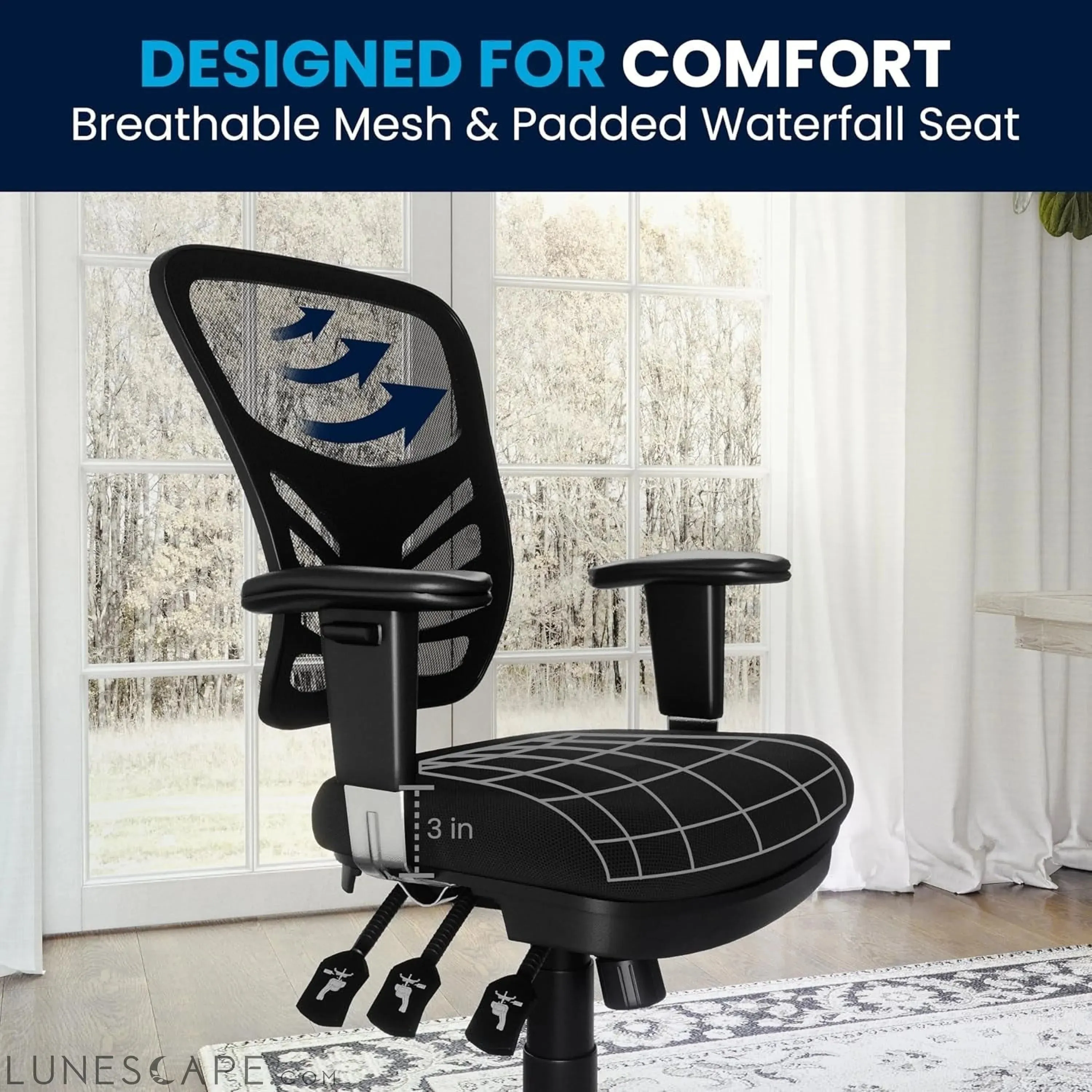 Nicholas Mid-Back Swivel Office and Gaming Chair, Ergonomic Mesh