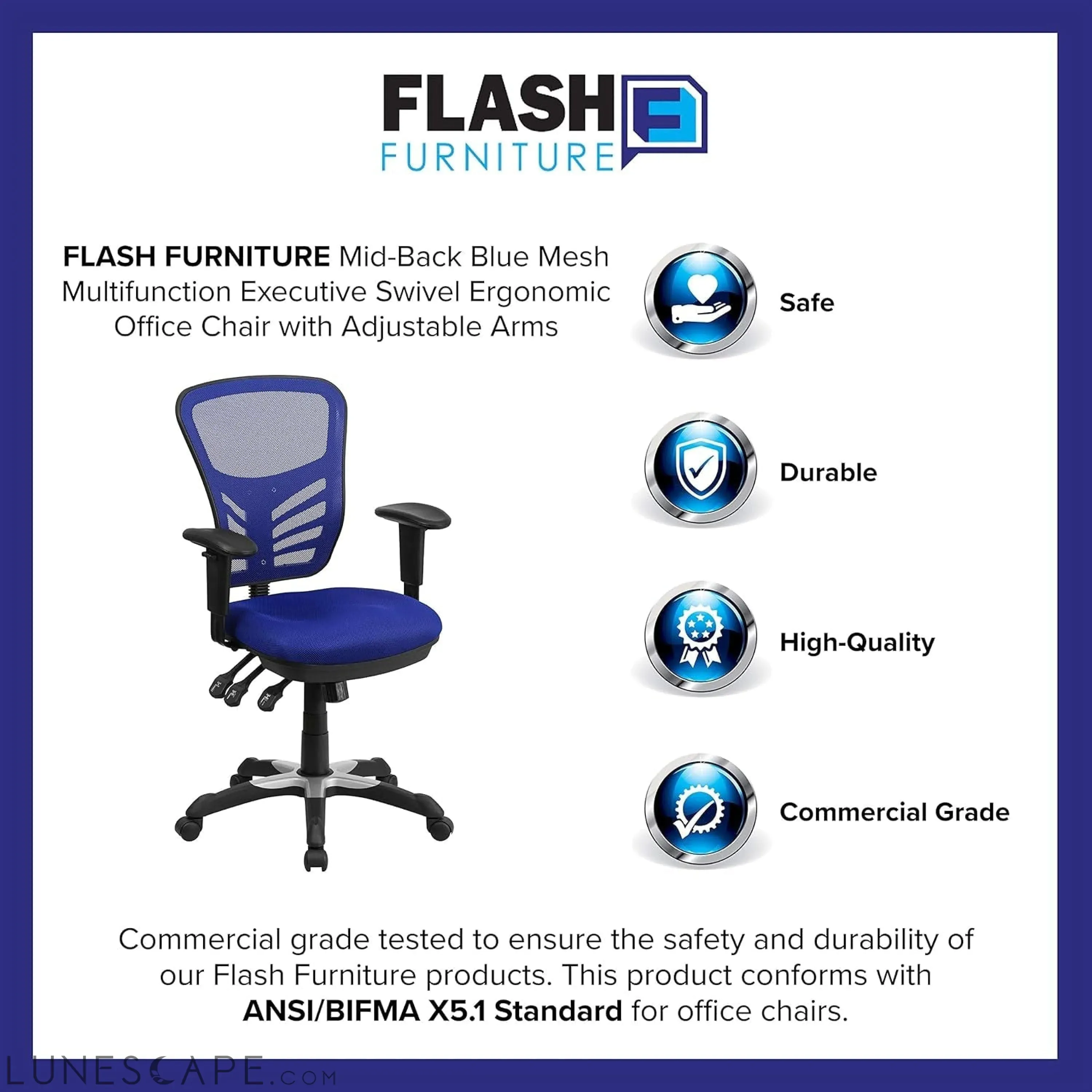 Nicholas Mid-Back Swivel Office and Gaming Chair, Ergonomic Mesh
