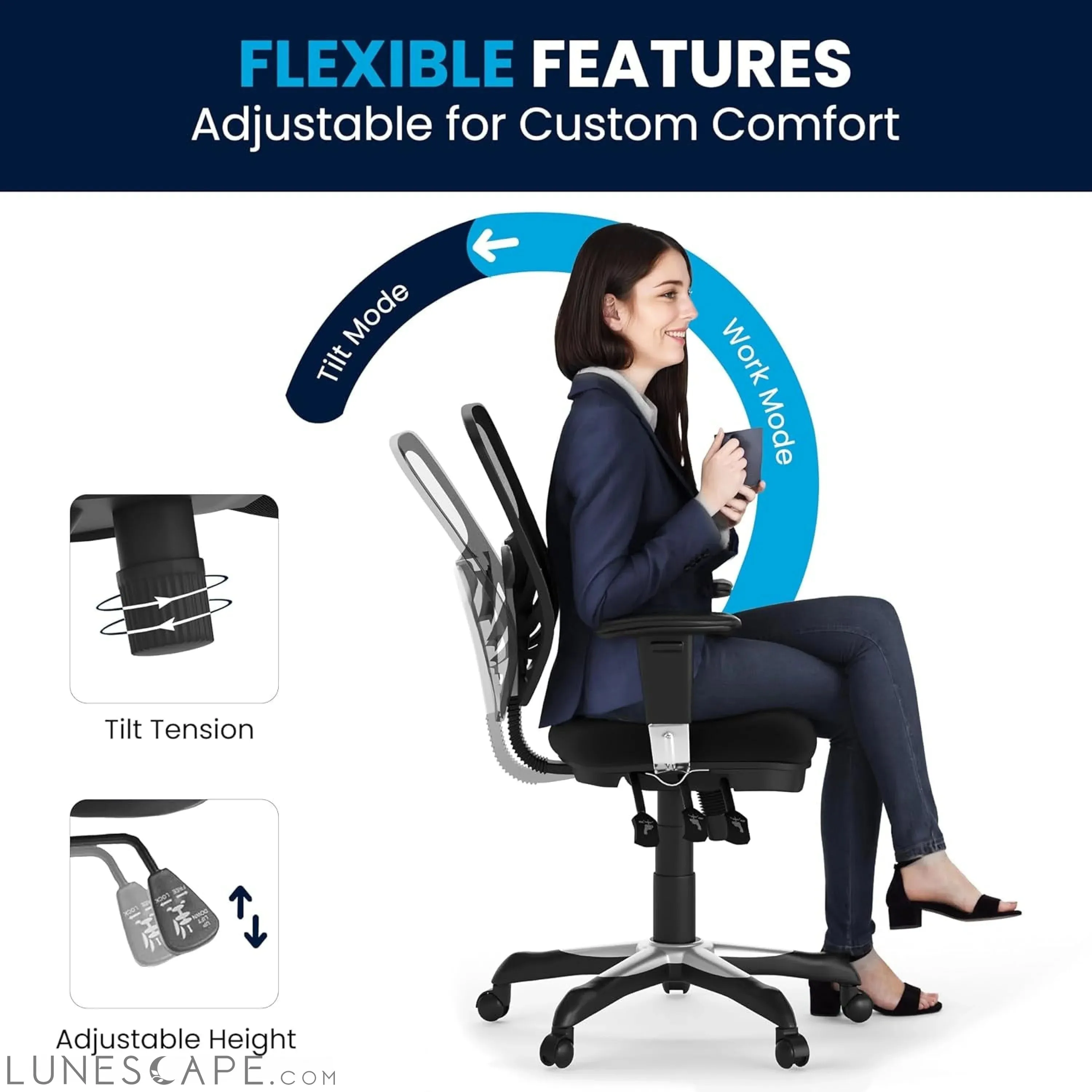 Nicholas Mid-Back Swivel Office and Gaming Chair, Ergonomic Mesh