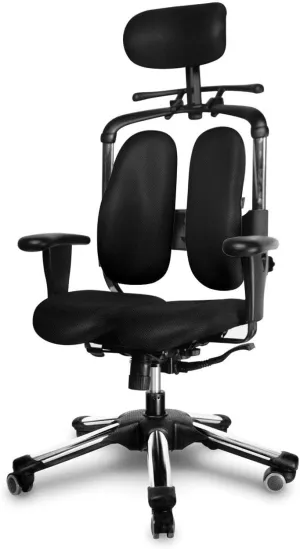 Nietzsche UD – Unique Ergonomic Chair with Split Seat and Dual Backrest by Hara Chair, Dynamic Seat, Metal Base, Black Mesh Fabric, Adjustable Headrest and Backrest