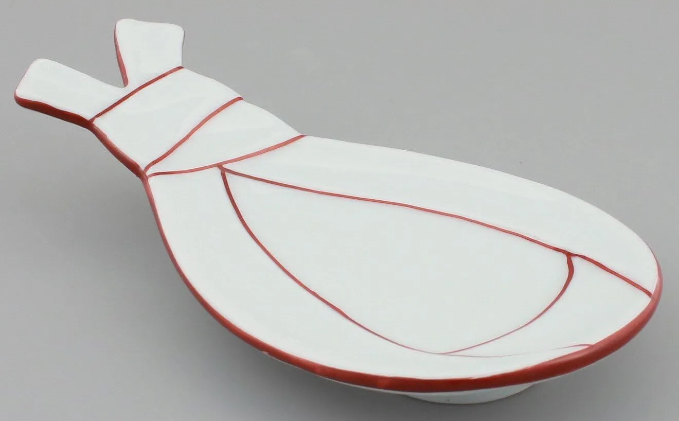 Nishitomi Pottery 465816 Arita Ware Plate, Tsei Kiln, Bag Knotting, Small Plate, Plate, Plate, Red Roll, New Year's Tableware, Made in Japan
