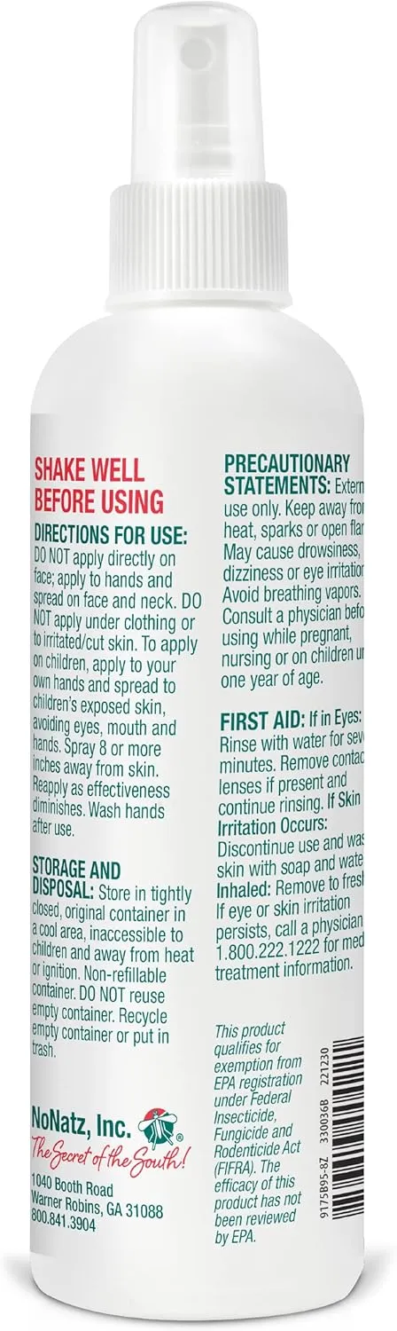 No Mosquitoz Botanical Bug Repellent, Effective for Gnat, Mosquito, and Biting Flies, Hand-Crafted and DEET-Free, Non-Greasy Formula, 8 Ounce and 2 Ounce Spray Bottle, 2-Pack