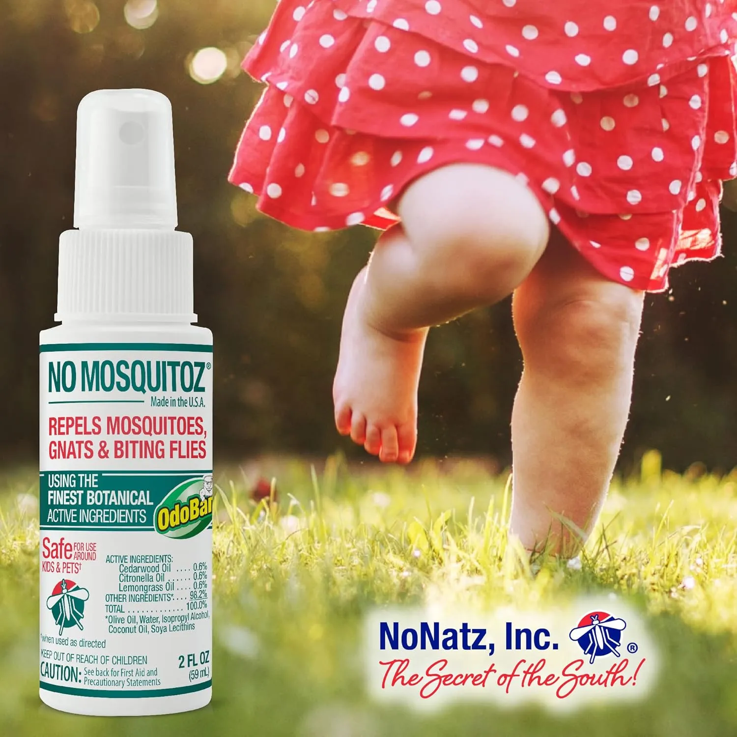 No Mosquitoz Botanical Bug Repellent, Effective for Gnat, Mosquito, and Biting Flies, Hand-Crafted and DEET-Free, Non-Greasy Formula, 8 Ounce and 2 Ounce Spray Bottle, 2-Pack