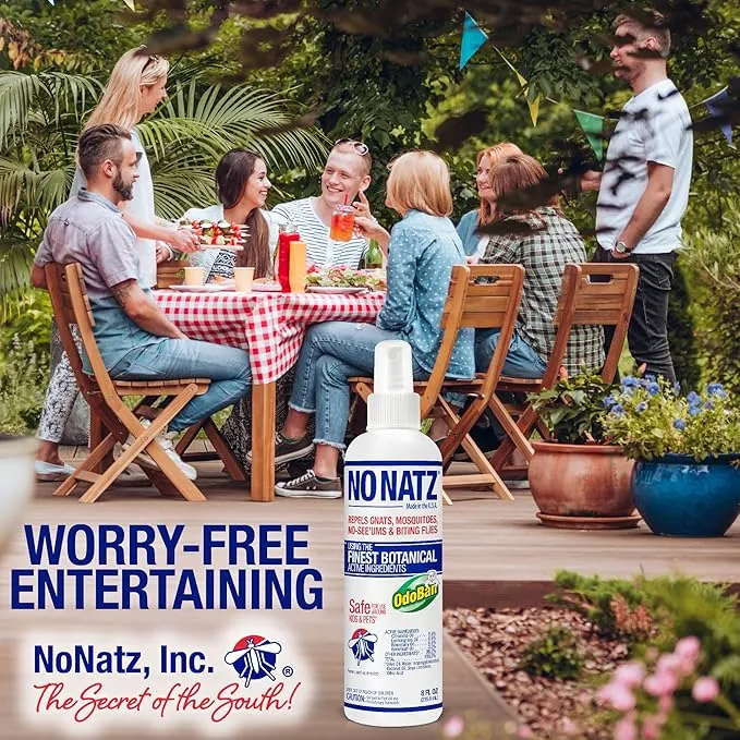 No Natz Botanical Bug Repellent, Effective for Gnat, Mosquito, and Biting Flies, Hand-Crafted and DEET-Free, Non-Greasy Formula, 2 Ounce Spray Bottle, 3-Pack