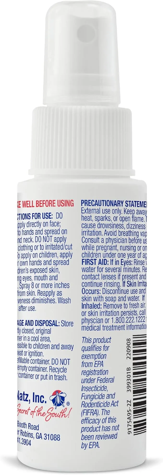 No Natz Botanical Bug Repellent, Effective for Gnat, Mosquito, and Biting Flies, Hand-Crafted and DEET-Free, Non-Greasy Formula, 2 Ounce Spray Bottle, 3-Pack