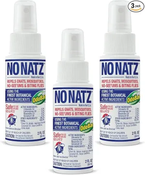 No Natz Botanical Bug Repellent, Effective for Gnat, Mosquito, and Biting Flies, Hand-Crafted and DEET-Free, Non-Greasy Formula, 2 Ounce Spray Bottle, 3-Pack