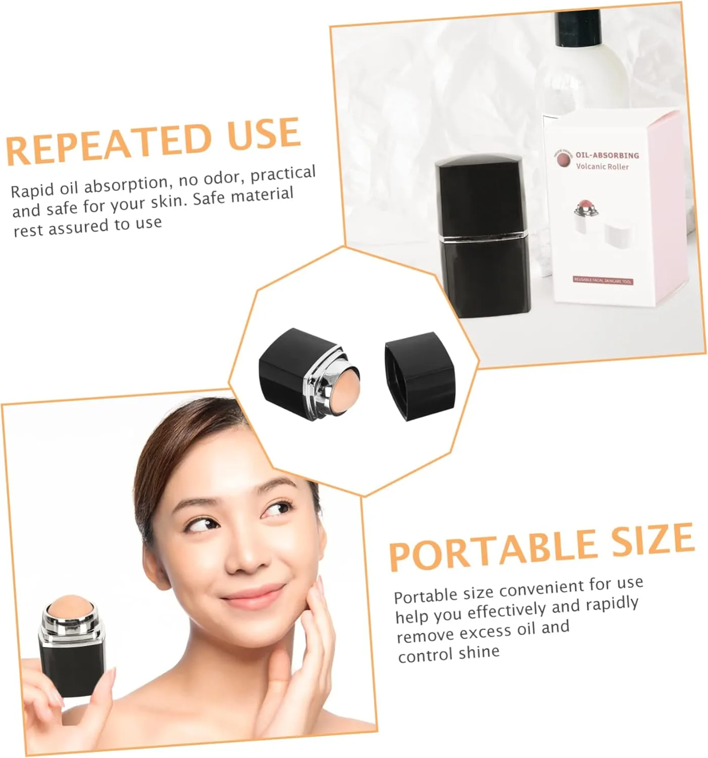 NOLITOY 3pcs Volcanic Face Roller Oil-absorbing Facial Cleaning Tool for Control Refreshing for Clean and Breathable Skin Reusable and Portable Design
