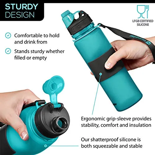 Nomader BPA Free Collapsible Sports Water Bottle - Blue